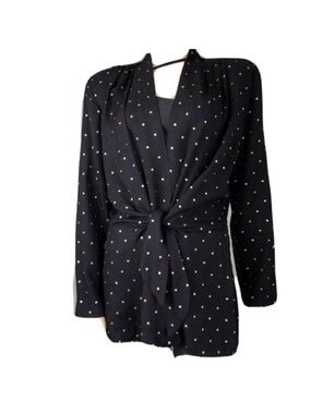 Vintage Sequel oversized jacket/blazer V-neck tie front black